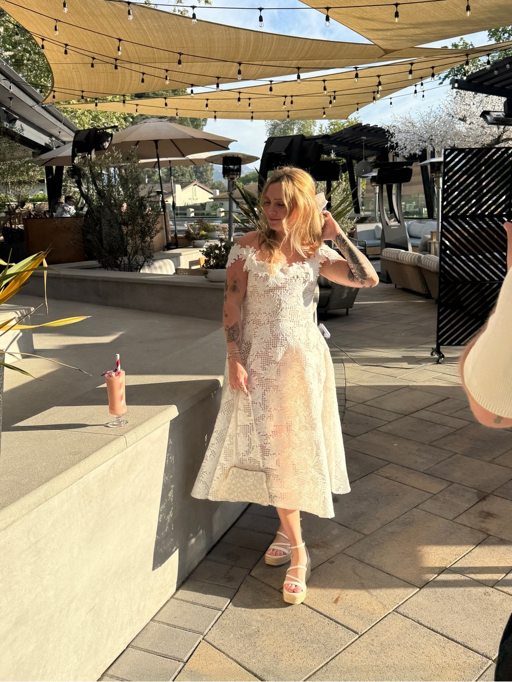 Helsi Valentina Off-the-Shoulder Floral Appliqué Midi Dress in Ivory - Picture 7 of 7